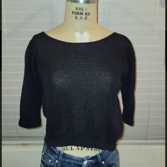 80s Fishnet Crochet Sweater by Plymouth. SZ S/M. Goth, New Wave, Vintage - Picture 4 of 5